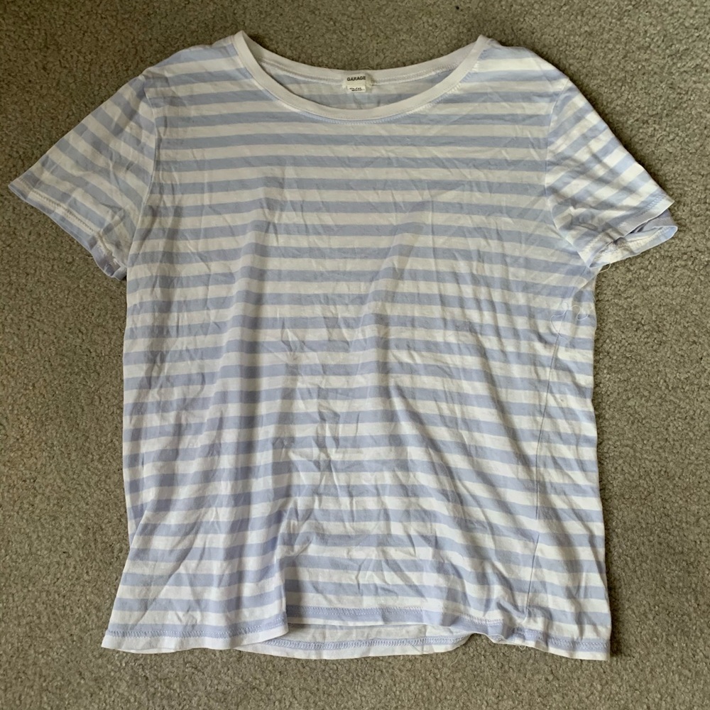 White and blue striped t-shirt